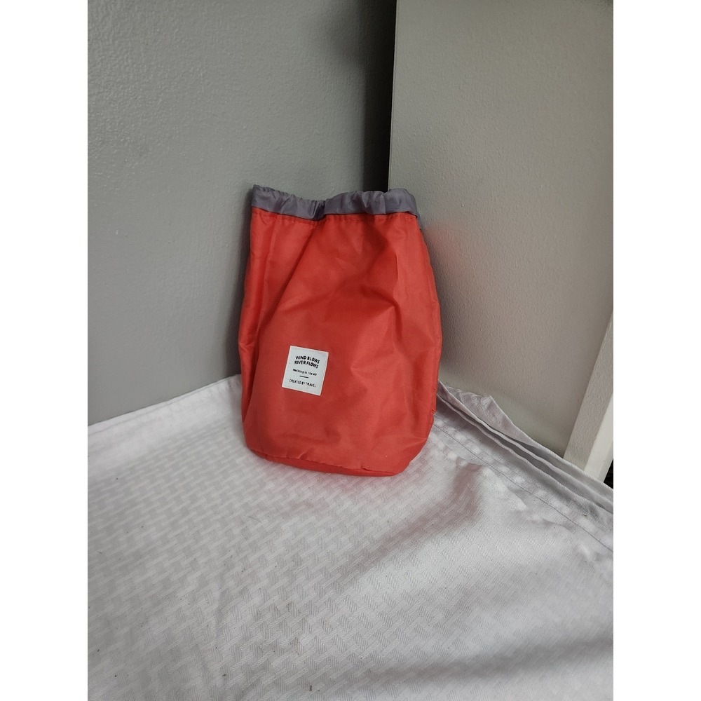 Wind Blows River Flows Travel Drawstring Pouch Orange Toiletry Cosmetic Bag